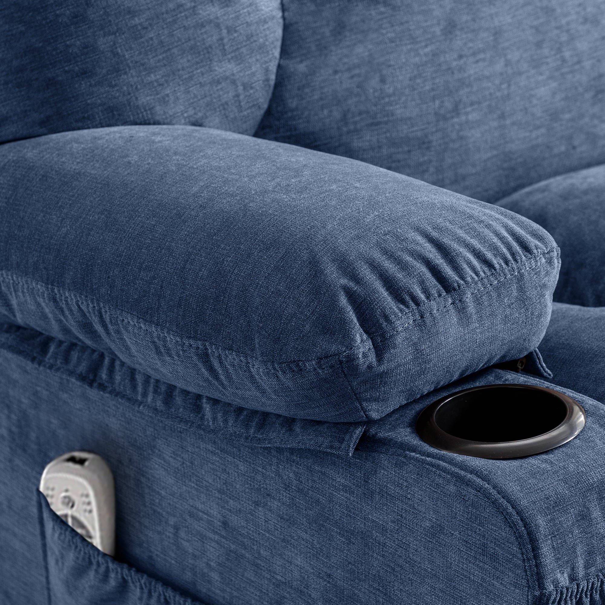 JONPONY Manual Recliner Chair with Heat Therapy and Massage Function. Heavy Duty Reclining Mechanism Massage Chair. Elderly Single Rocker Sofa with Cup Holders for Bedroom Home Theater.Grey