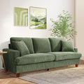 87 Corduroy Sofa.3 Seater Sofa with Extra Deep Seats.Neche Comfy Upholstered Couch for Living Room.2 Pillows.Green