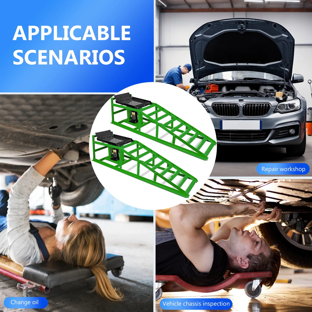 Lafati 2-Pack Hydraulic Car Ramps: Heavy-Duty Vehicle Ramps with 5T / 10000lbs Jack Load Capacity. Portable Design for Effortless Oil Changes and Car Lifts