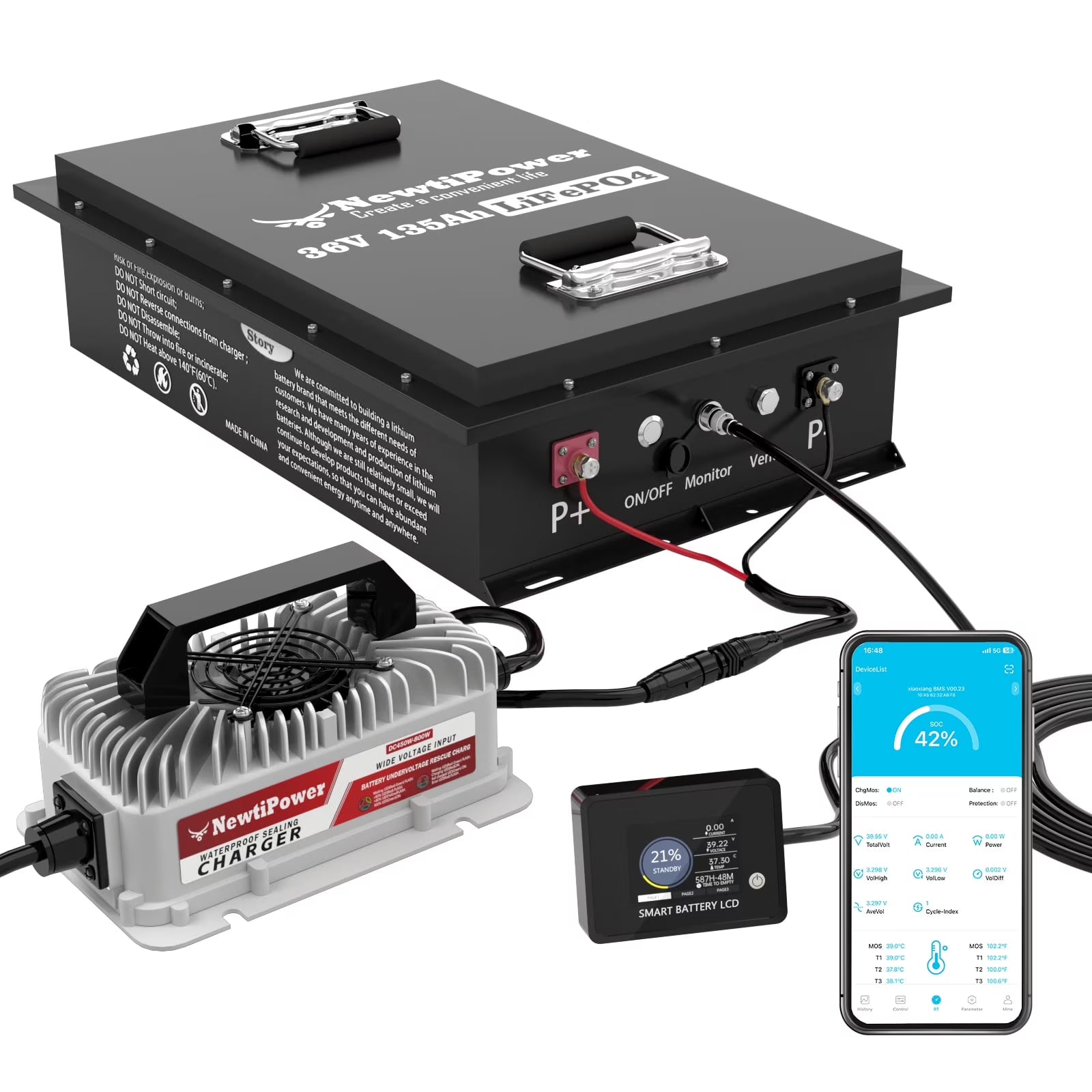 48V 100Ah LiFePO4 Lithium Battery.200A BMS.10000+ Deep Cycle Lithium Iron Phosphate Battery Great for Golf Cart. RV. Marine and Off Grid Applications