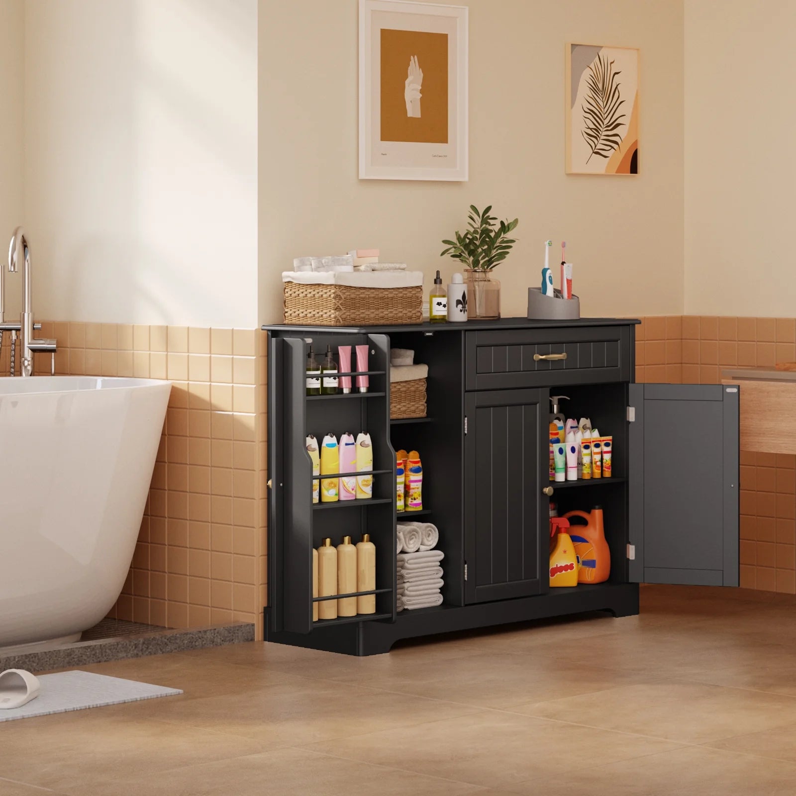 Coffee Bar. Lofka 42 Kitchen Storage Cabinet. Sideboard Buffet Cabinet with 8 Shelves. 1 Drawer