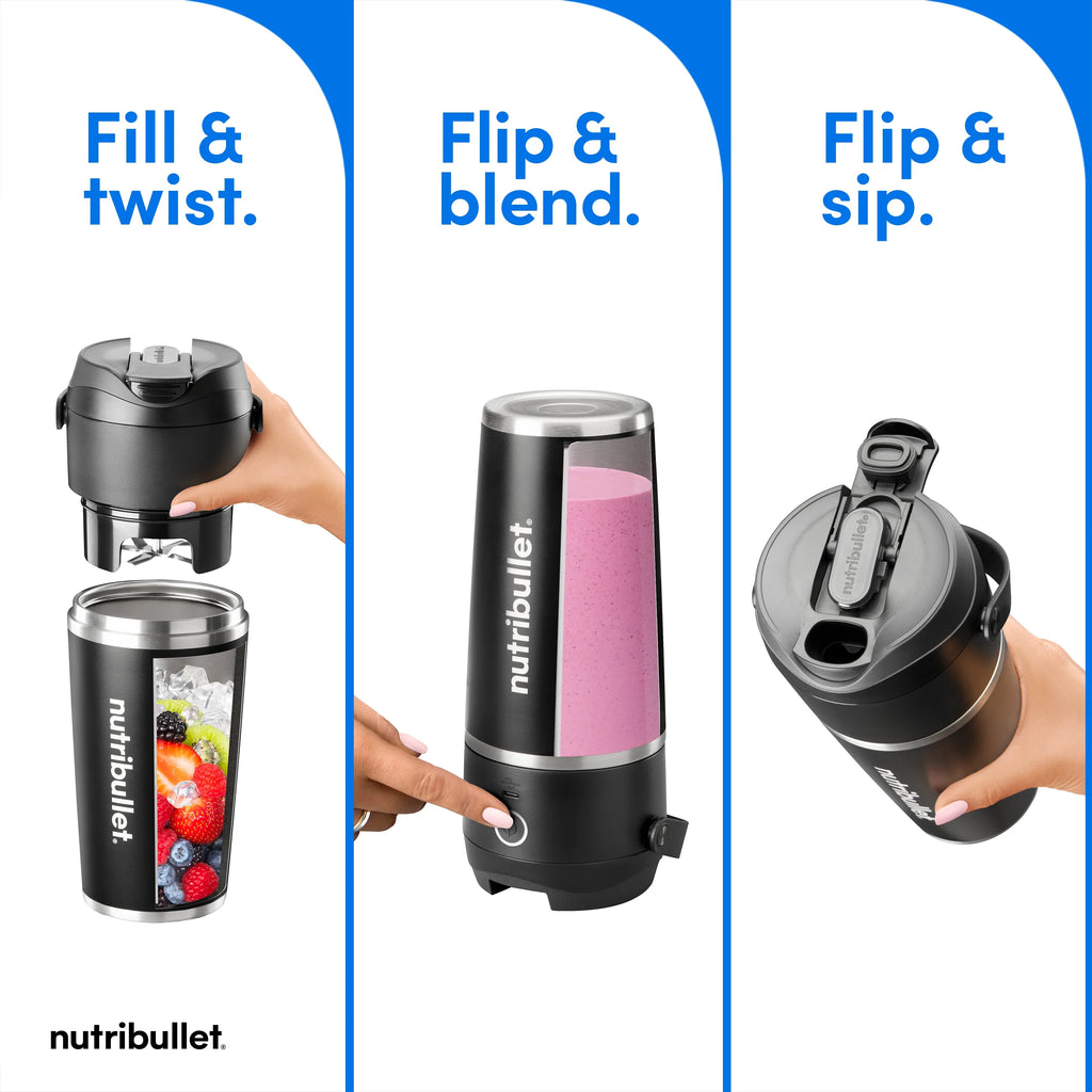 nutribullet Flip Insulated Portable Blender NBPB10350AK - Matte Black. 18oz