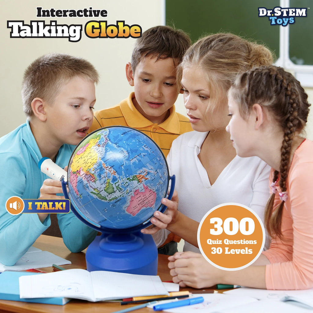 Dr. STEM: Interactive Talking Globe - Touch & Learn. Geographic Education Learning Set. Smart Pen. Electronic Game Panel. 300 Quiz Questions. Kids 6+