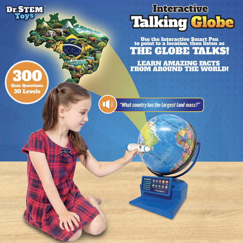 Dr. STEM: Interactive Talking Globe - Touch & Learn. Geographic Education Learning Set. Smart Pen. Electronic Game Panel. 300 Quiz Questions. Kids 6+