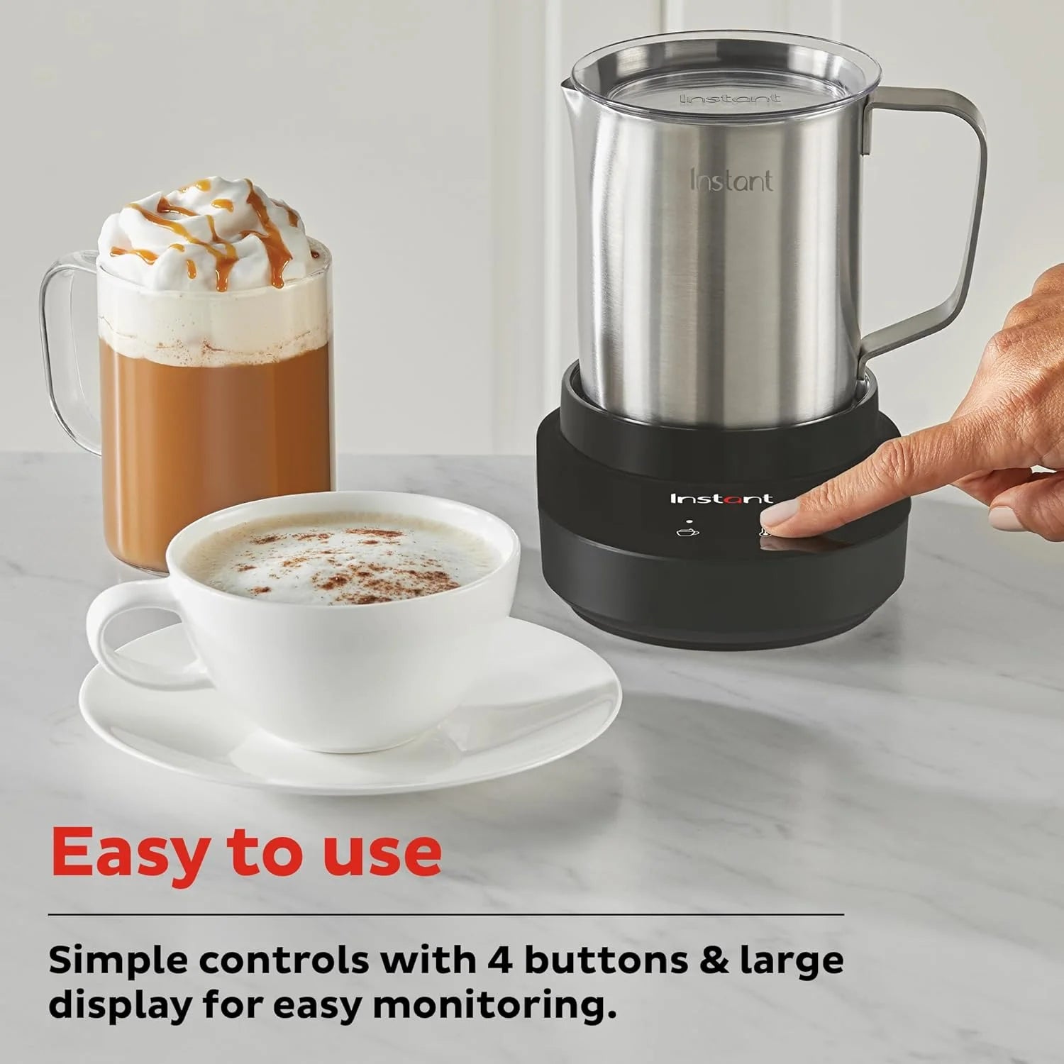 Instant Pot Instant Magic Froth 9-in-1 Electric Milk Steamer and Frother.17oz Stainless Steel Pitcher.Hot and Cold Foam Maker and Milk Warmer for Lattes