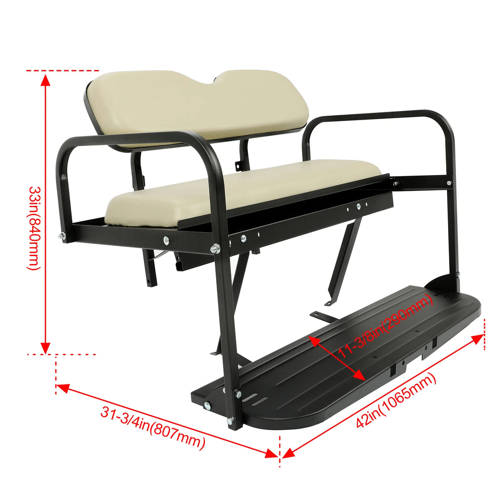 Kojem Back Rear Seat for 2007-2016 Yamaha Drive G29 Golf Cart Folding Back Seat Off White Powder Coated Rear Flip Seat