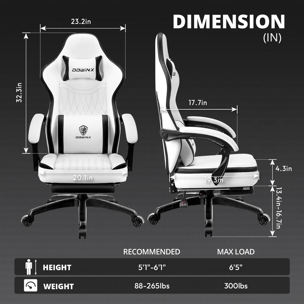 Dowinx Gaming Chair Breathable PU Leather Gamer Chair with Pocket Spring Cushion. Ergonomic Computer Chair with Massage Lumbar Support.Adjustable Swivel Task Chair with Footrest(Brown)
