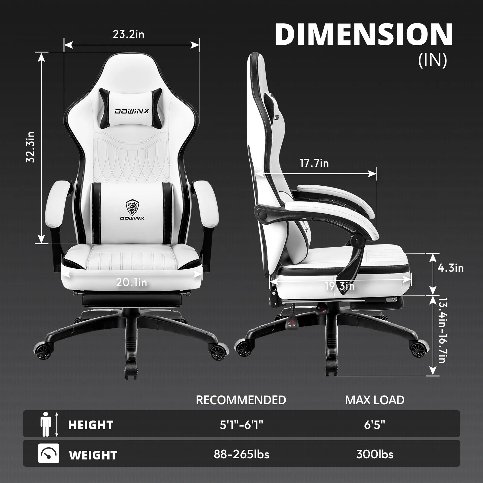 Dowinx Gaming Chair Breathable PU Leather Gamer Chair with Pocket Spring Cushion. Ergonomic Computer Chair with Massage Lumbar Support.Adjustable Swivel Task Chair with Footrest(Brown)
