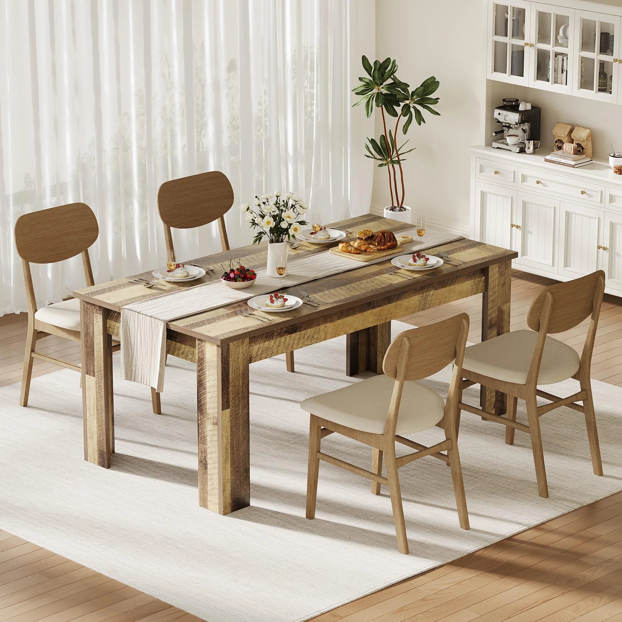 Dining Table for 4-6.63-inch Dining Tables for 4.Farmhouse Kitchen Table with Large Tabletop.Rectangular Dining Room Table.Kitchen Dining Table Dinner Table for Kitchen.Living Room��Only table��