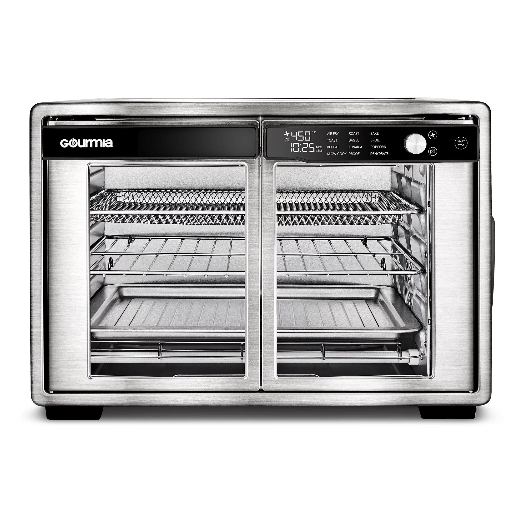 Gourmia 1700W 9-Slice Digital Toaster Oven Air Fryer. 12 Cooking Preset. 35L. Stainless Steel