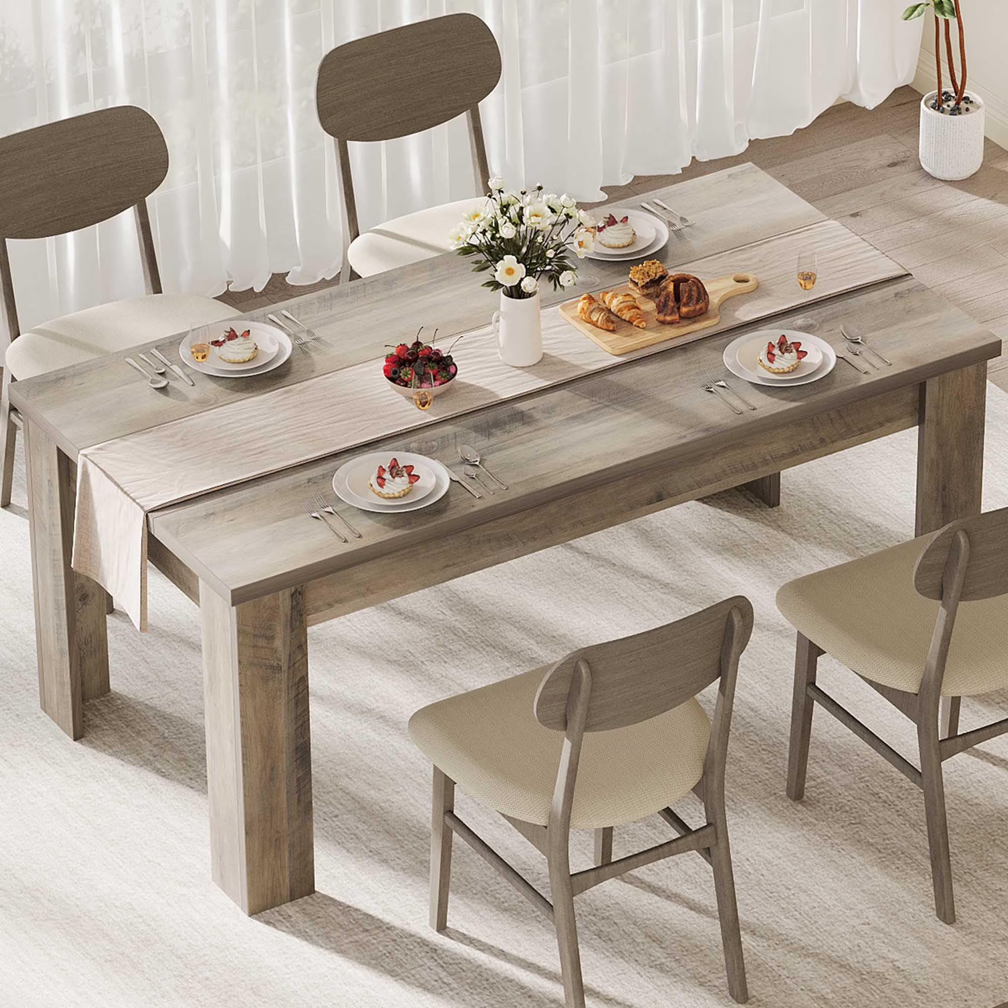 Dining Table for 4-6.63-inch Dining Tables for 4.Farmhouse Kitchen Table with Large Tabletop.Rectangular Dining Room Table.Kitchen Dining Table Dinner Table for Kitchen.Living Room��Only table��