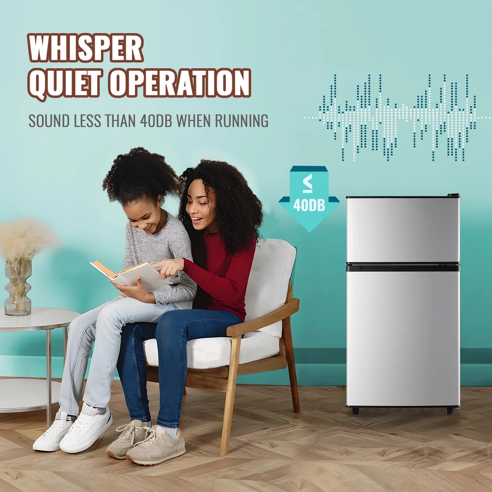 WANAI 5.0 Cu.ft Mini Refrigerator with Freezer 7 Settings Temp Adjustable Large Compact Fridge Silver