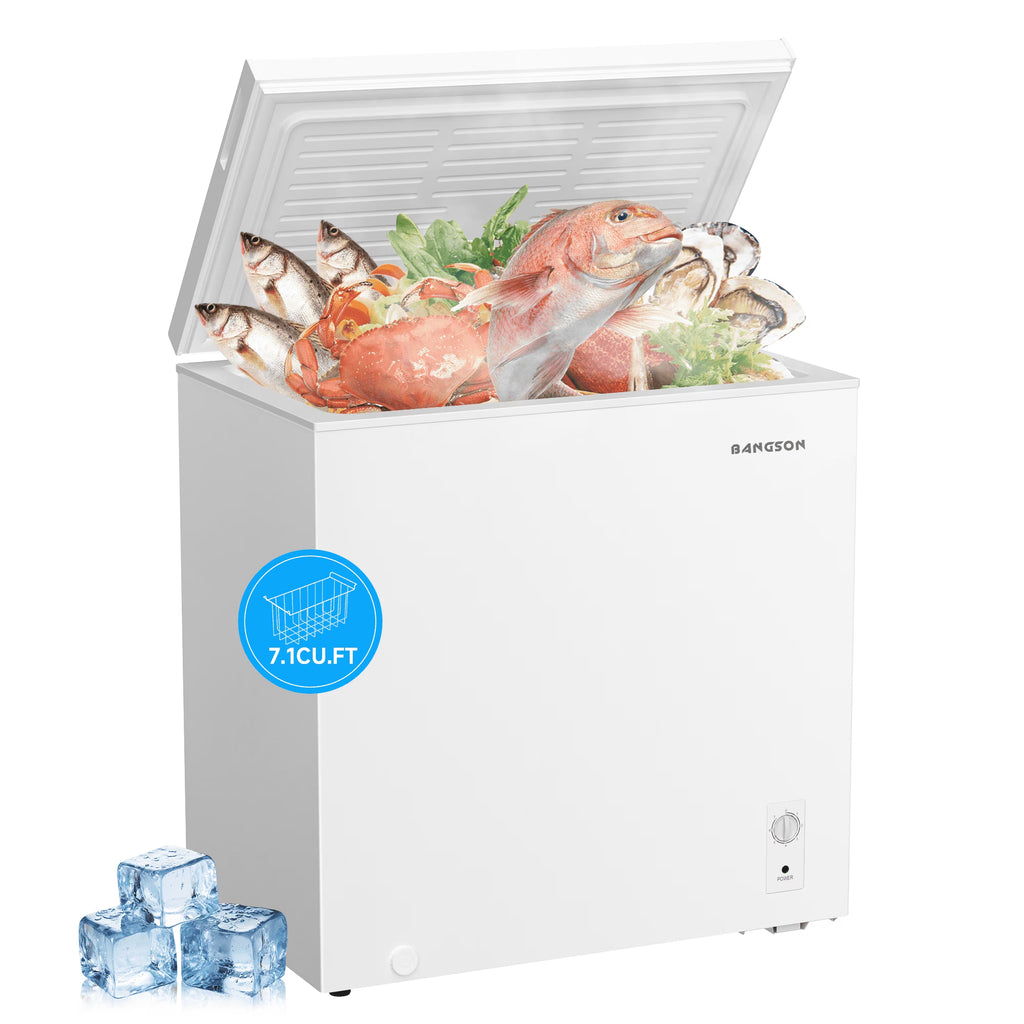 BANGSON 7.0 Cu.Ft Chest Freezer. Deep Freezer with Adjustable Thermostat. Top Open Door Freezer with Removable Basket. Quiet Operation. Ideal for Kitchen/Apartment/Office