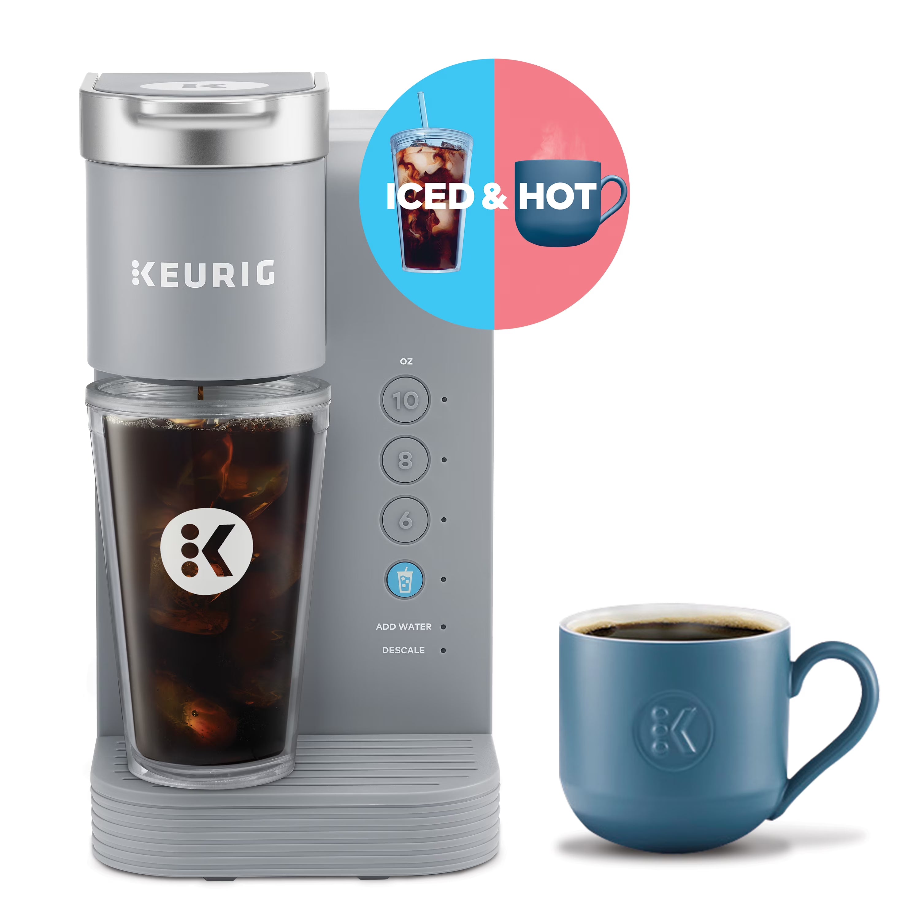 Keurig K-Iced Essentials Iced and Hot Single-Serve K-Cup Pod Coffee Maker. White