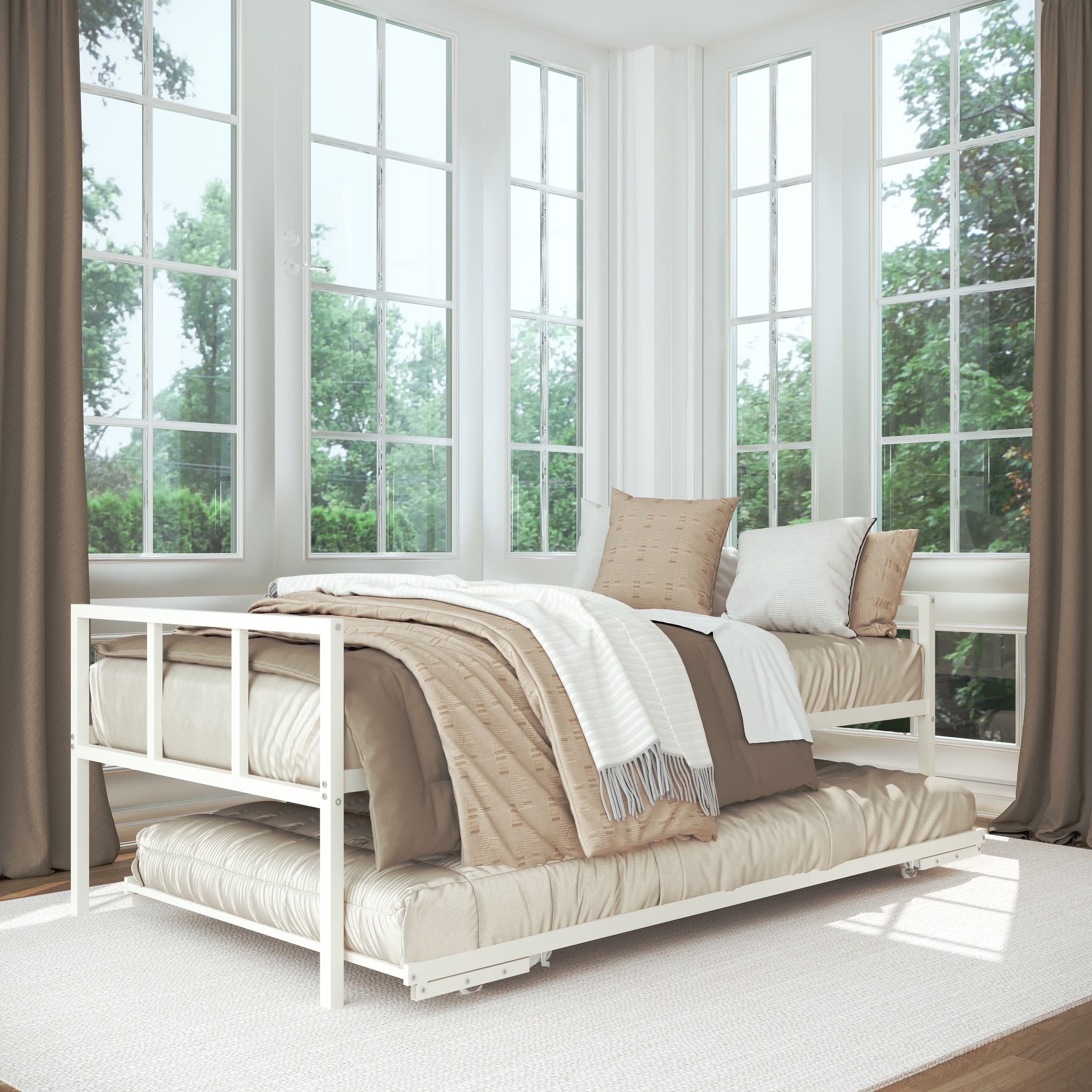 Milliard Twin Daybed and Fold-up Trundle Set. Frame - Mattresses Sold Separately (Black)
