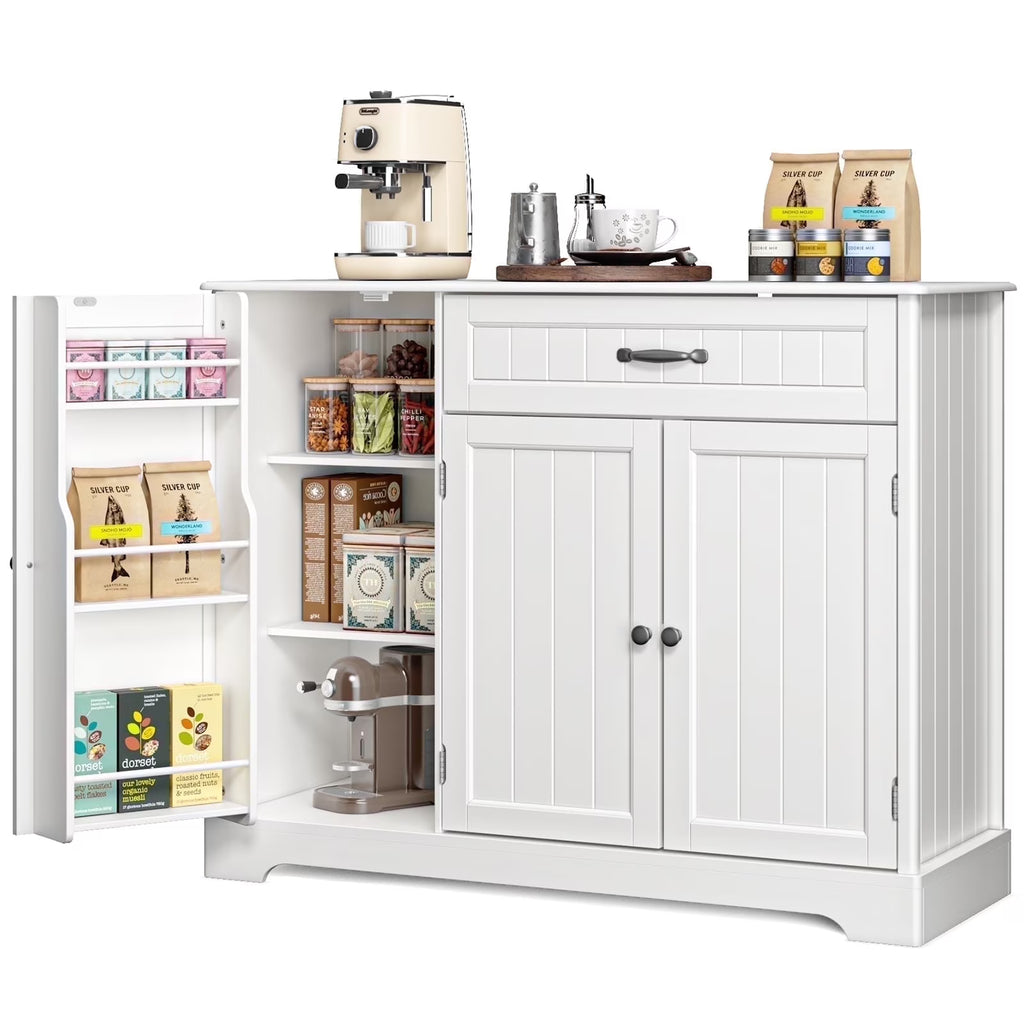 Coffee Bar. Lofka 42 Kitchen Storage Cabinet. Sideboard Buffet Cabinet with 8 Shelves. 1 Drawer