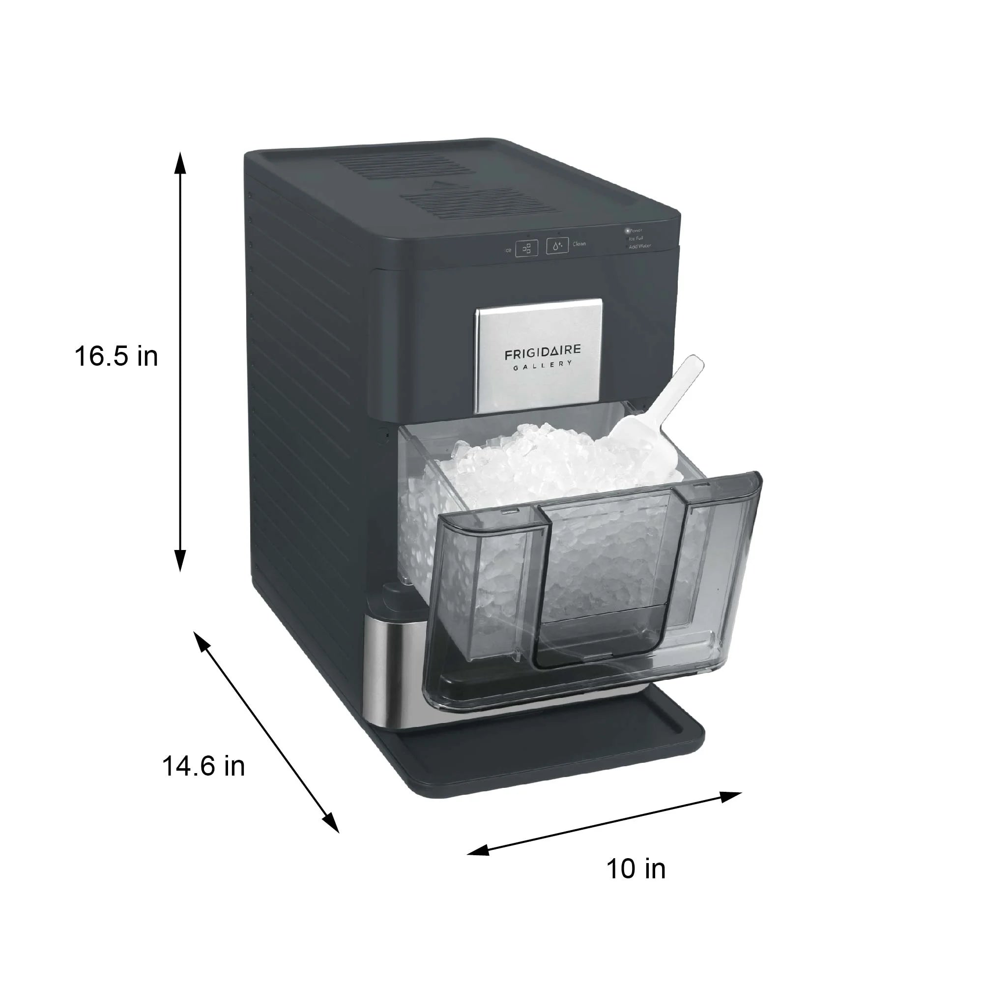 Frigidaire Nugget Ice Maker EFIC256. Countertop Nugget Ice Machine with Transparent Window. Nugget Ice Maker with 44 lbs. Capacity. Auto Self Cleaning Ice Maker Machine. Black