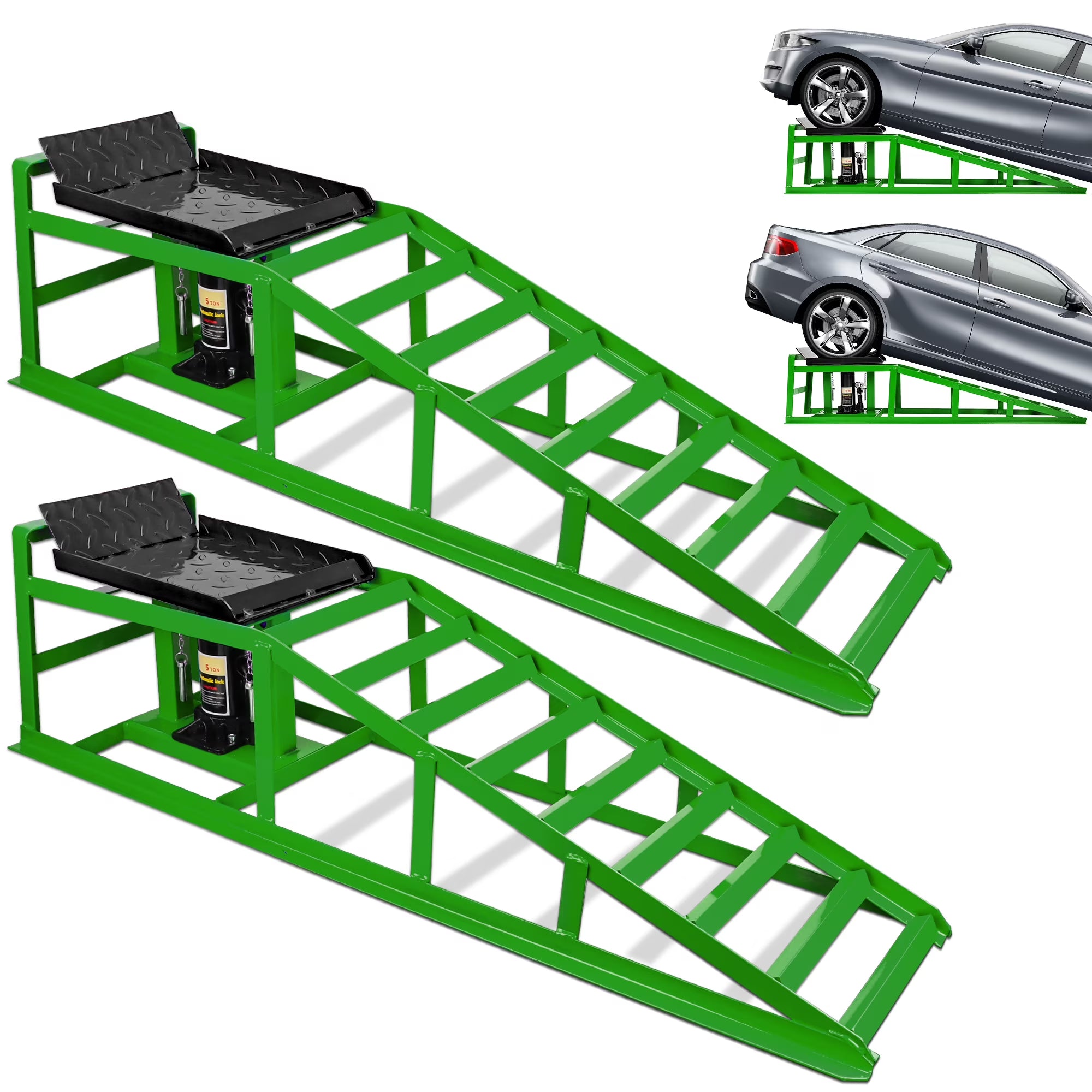 Lafati 2-Pack Hydraulic Car Ramps: Heavy-Duty Vehicle Ramps with 5T / 10000lbs Jack Load Capacity. Portable Design for Effortless Oil Changes and Car Lifts