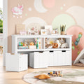 Homfa Kids Toy Storage with 4 Drawers. Cubes Storage Bin with Shelves and Wheels for Kids Living Room. White