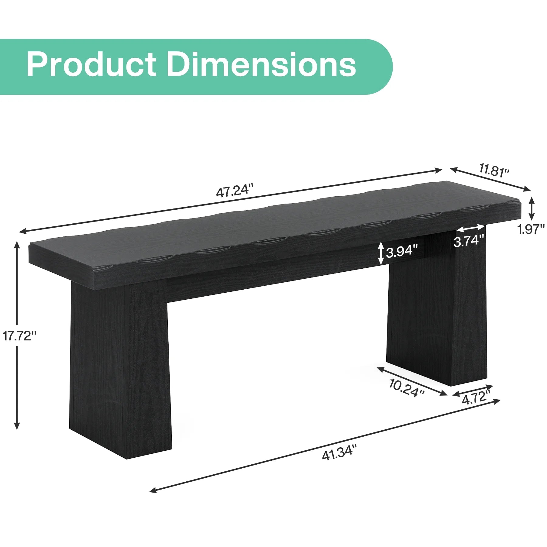 Fnova 48 Wooden Two - Person Backless Entryway Bench with Under - Bench Storage for Outdoor Garden. Living Room. Bedroom. Dining Room. Hallway