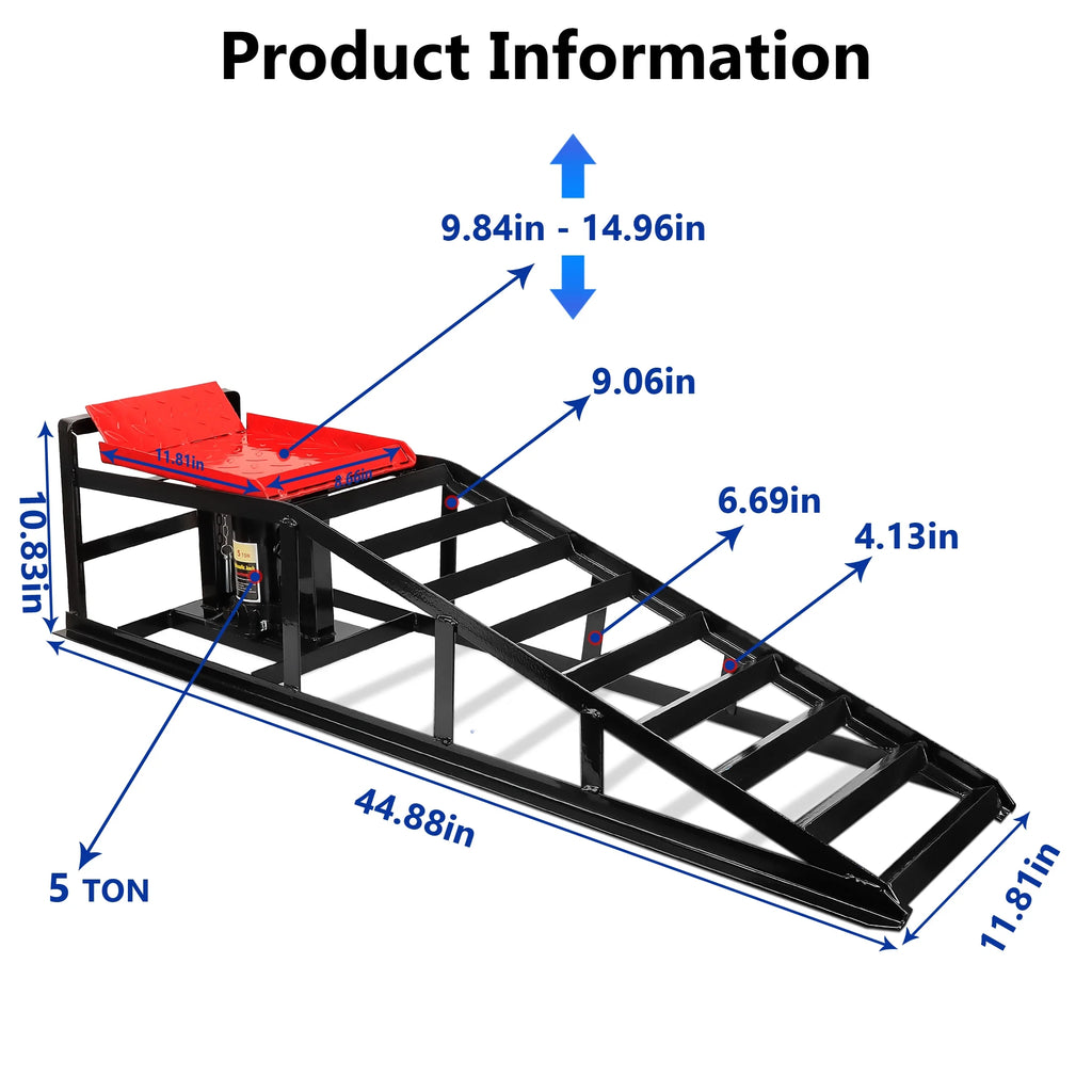 Lafati 2-Pack Hydraulic Car Ramps: Heavy-Duty Vehicle Ramps with 5T / 10000lbs Jack Load Capacity. Portable Design for Effortless Oil Changes and Car Lifts