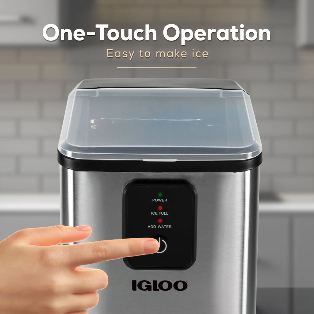 Igloo Self-Cleaning Countertop Ice Maker - Compact and Portable - Creates 26 lbs. Per Day. 8 Pieces Ready Every 7-8 Minutes - Includes Ice Scoop and Basket - Aqua
