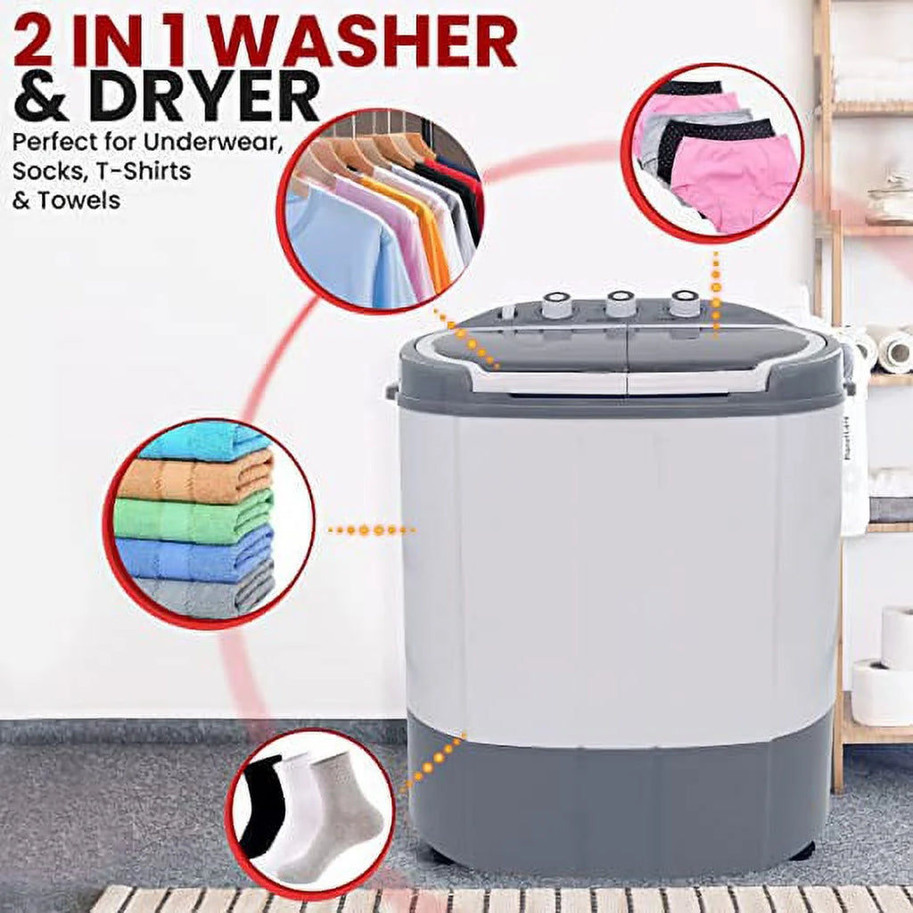 Pyle Pure Clean 110 Volt 2 in 1 Compact and Portable Washer and Dryer. Gray