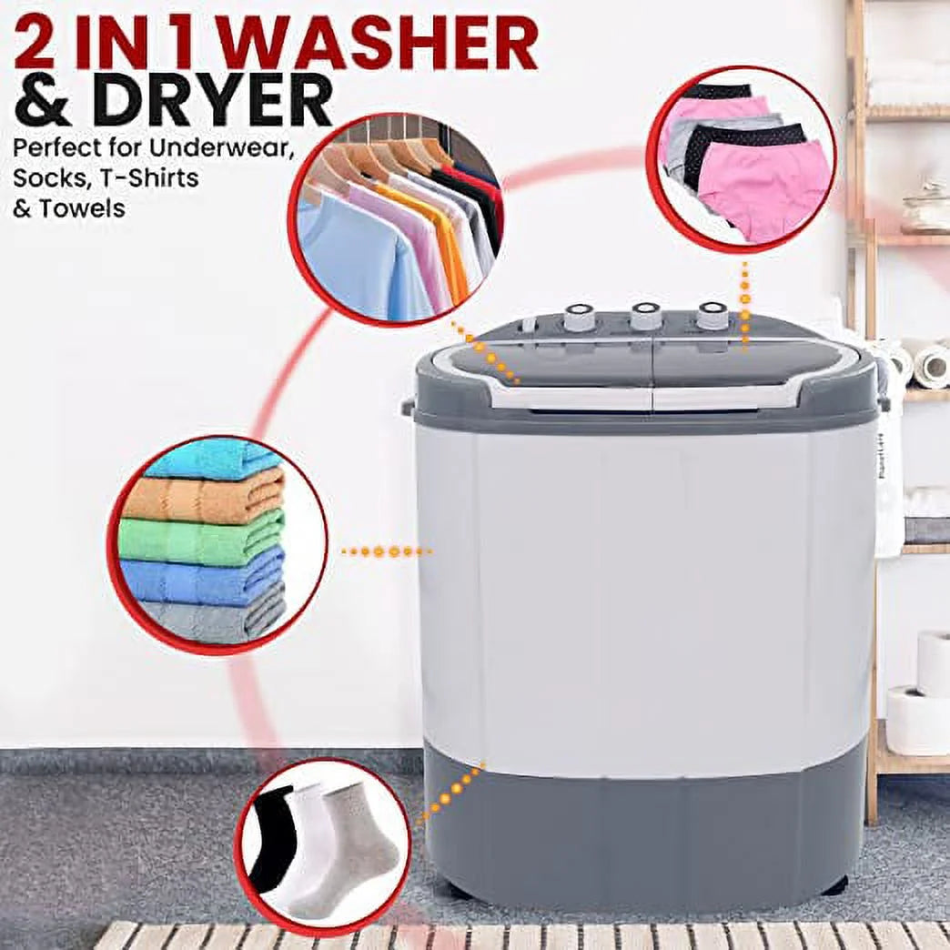 Pyle Pure Clean 110 Volt 2 in 1 Compact and Portable Washer and Dryer. Gray