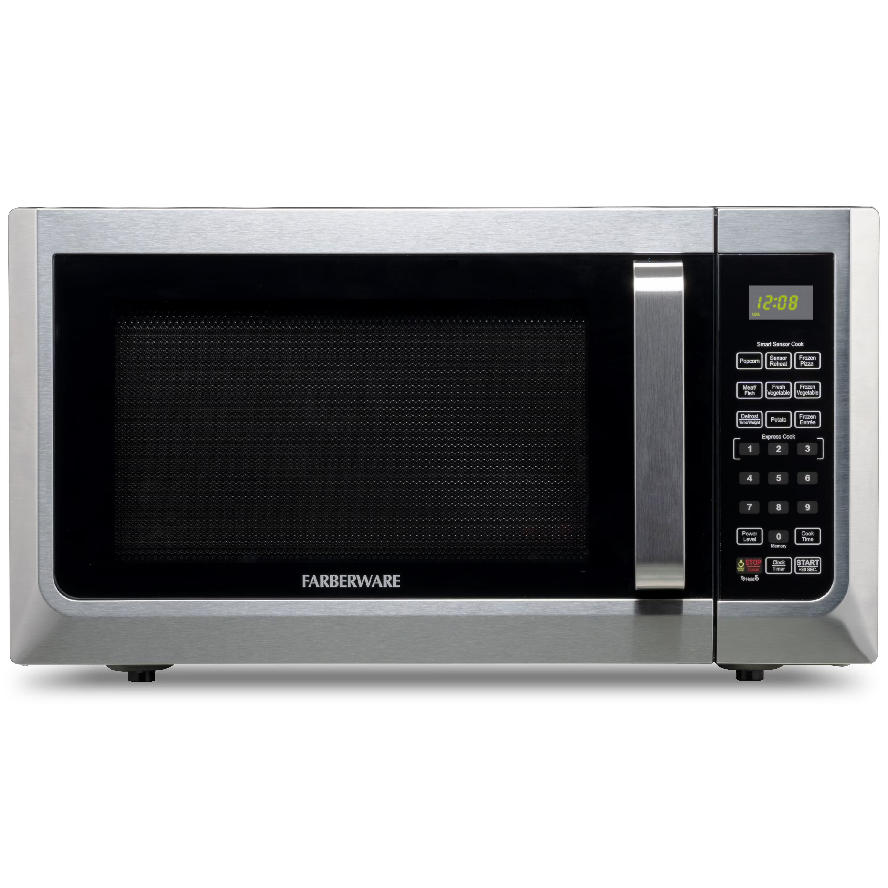 Farberware Countertop Microwave Ov 1100 Watts. 2.2 cu ft - Smart Sensor With LED Lighting and Child Lock - Perfect for Apartments and Dorms - Easy Clean Black Interior. Stainless Steel
