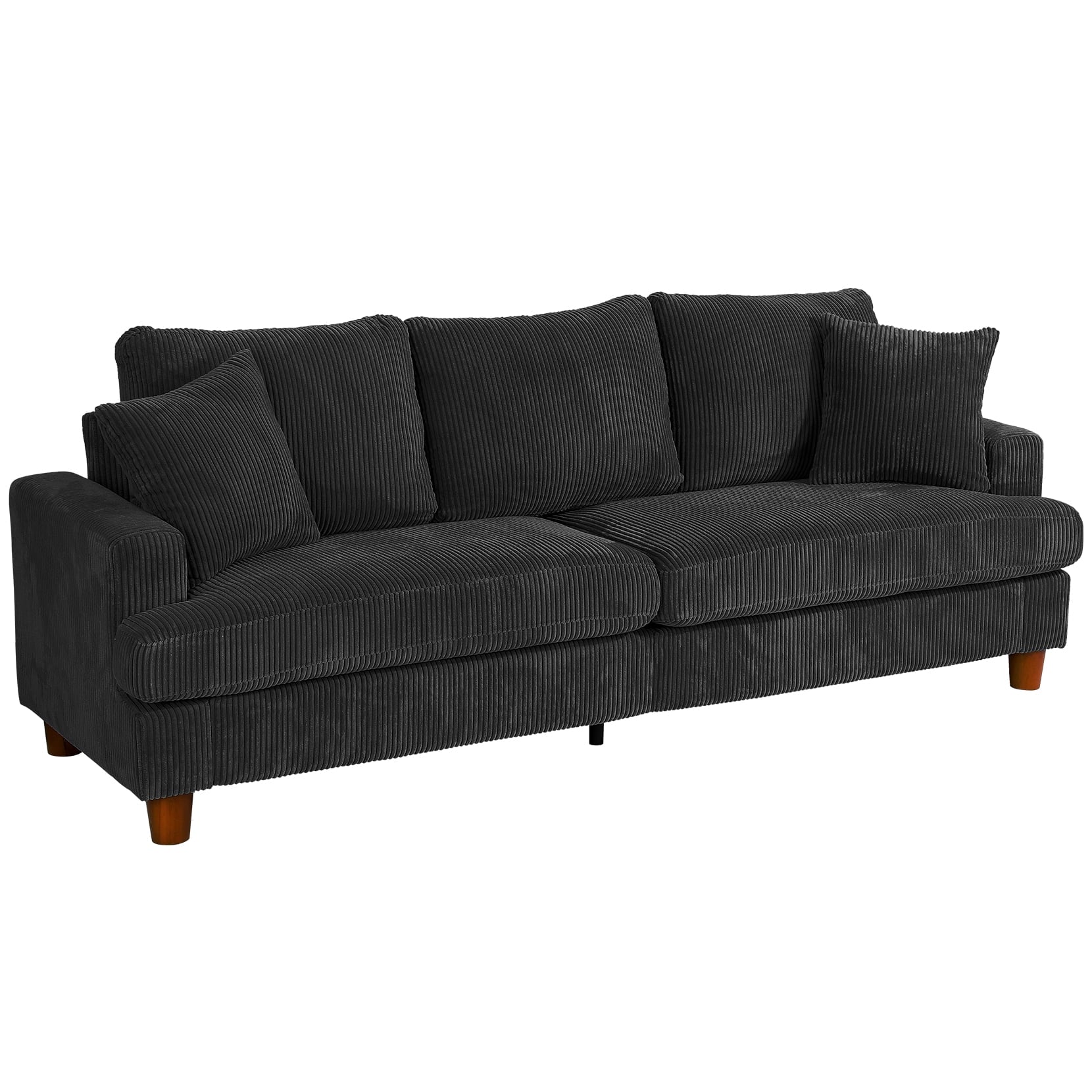 87 Corduroy Sofa.3 Seater Sofa with Extra Deep Seats.Neche Comfy Upholstered Couch for Living Room.2 Pillows.Green