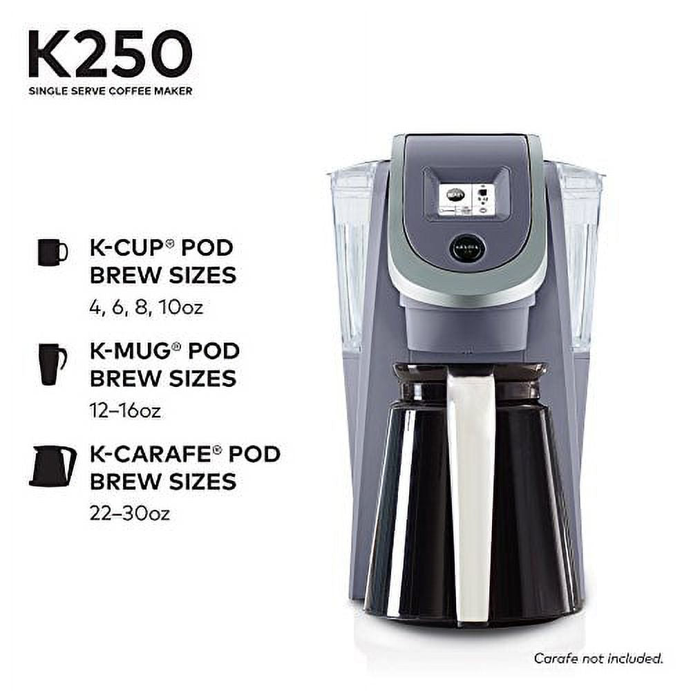 Keurig K250 Coffee Maker. Single Serve K-Cup Pod Coffee Brewer. With Strength Control. Plum Gray