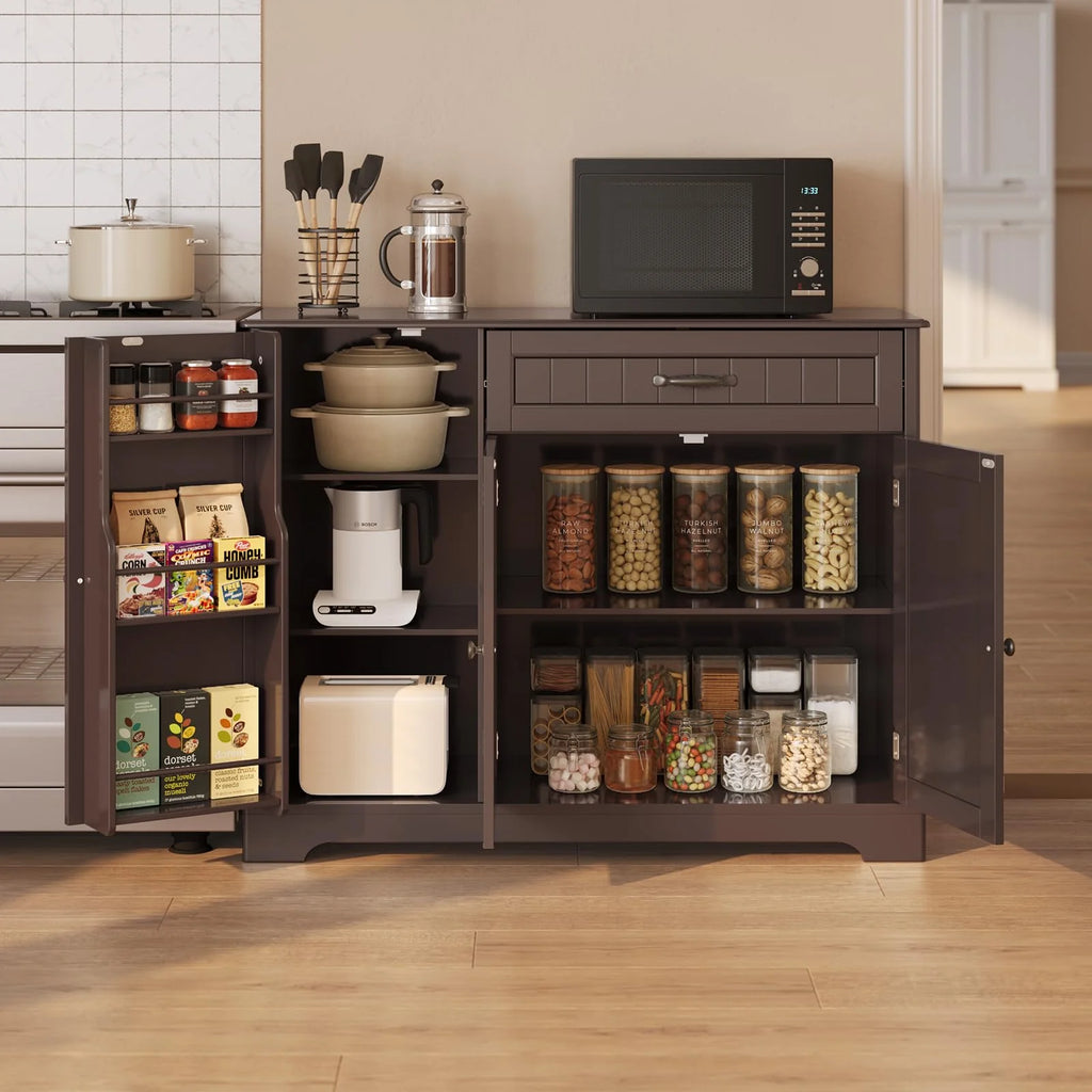 Coffee Bar. Lofka 42 Kitchen Storage Cabinet. Sideboard Buffet Cabinet with 8 Shelves. 1 Drawer