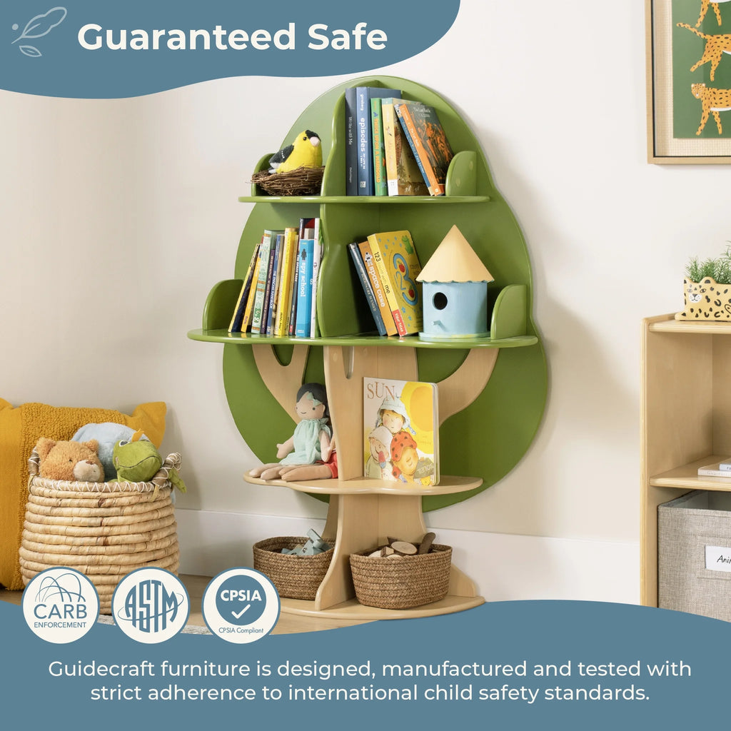 Guidecraft Tree Bookshelf for Kids: Montessori Wooden bookshelves and bookcases with 6 Shelves for Nursery. Homeschool. Daycare and Playroom Storage
