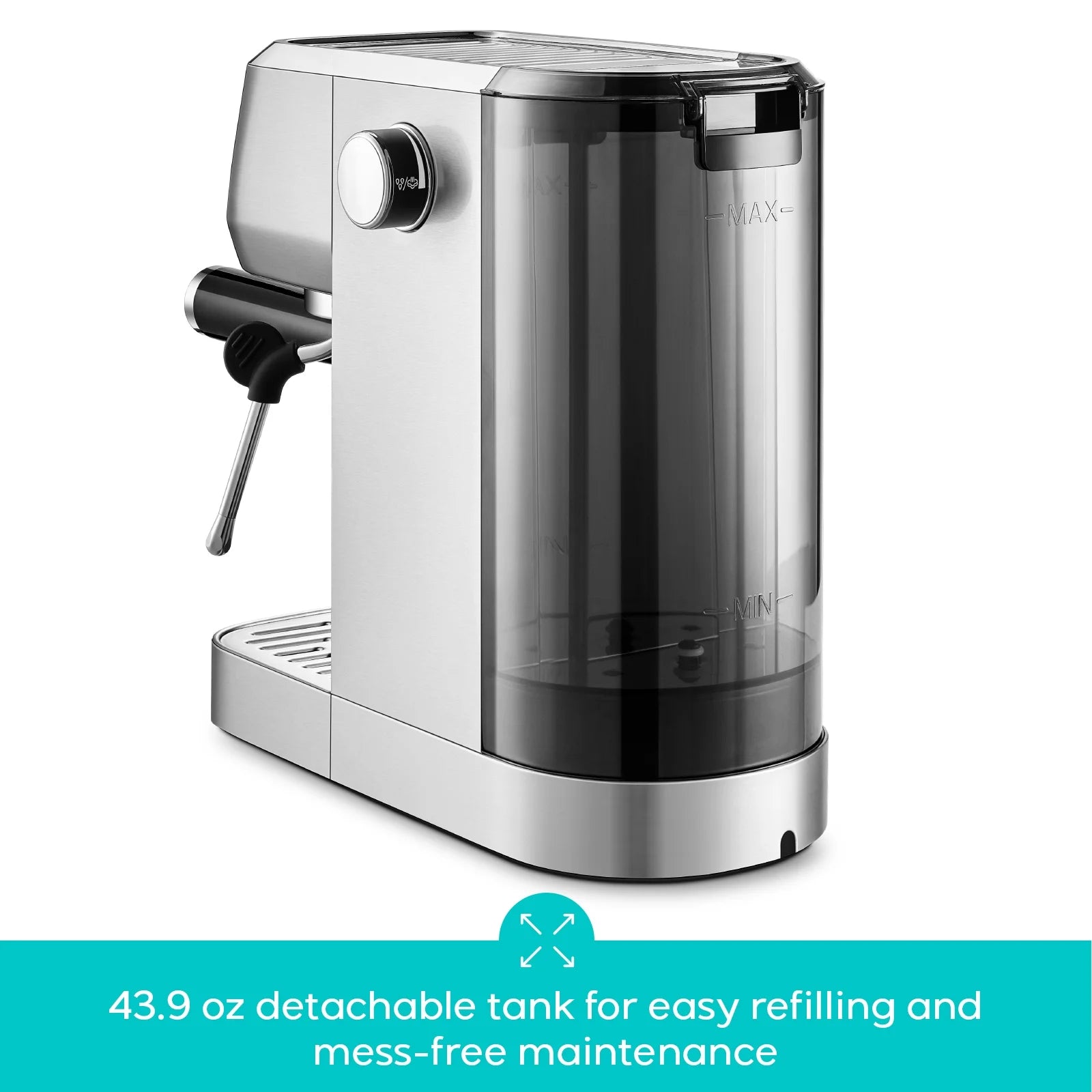 CASABREWS 3700Gense. 20 Bar Espresso Machine and Coffee Maker with Milk Frother. Silver