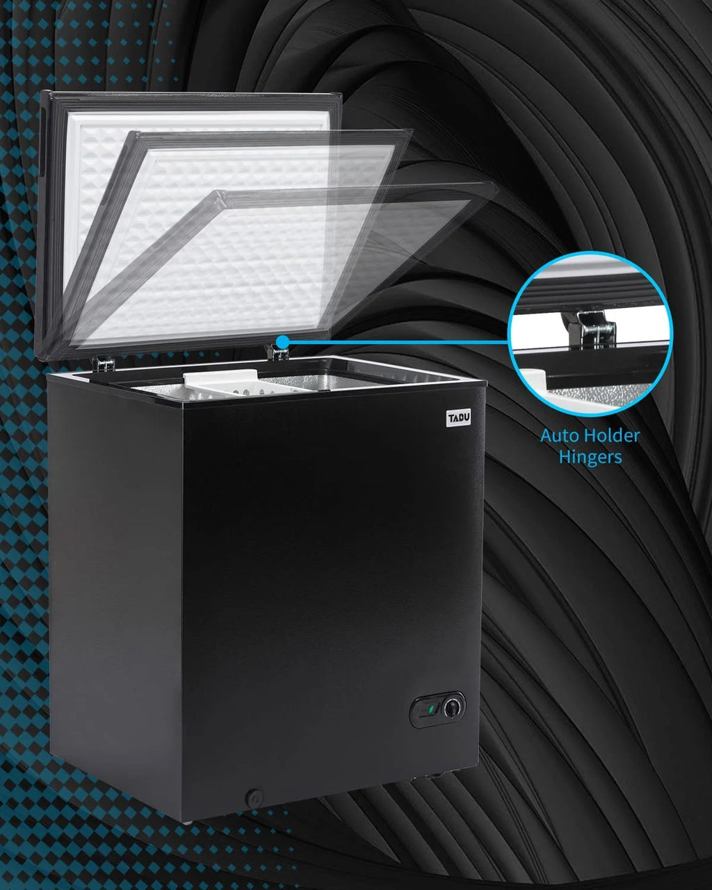 TABU Chest Freezer. 7.0 Cu Ft Deep Freezer with Adjustable Temperature. Compact Freezer with Top Open Door (Black)