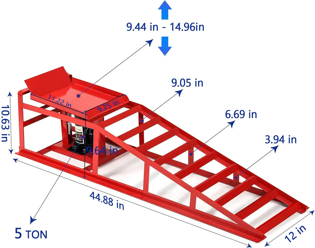 Lafati 2-Pack Hydraulic Car Ramps: Heavy-Duty Vehicle Ramps with 5T / 10000lbs Jack Load Capacity. Portable Design for Effortless Oil Changes and Car Lifts