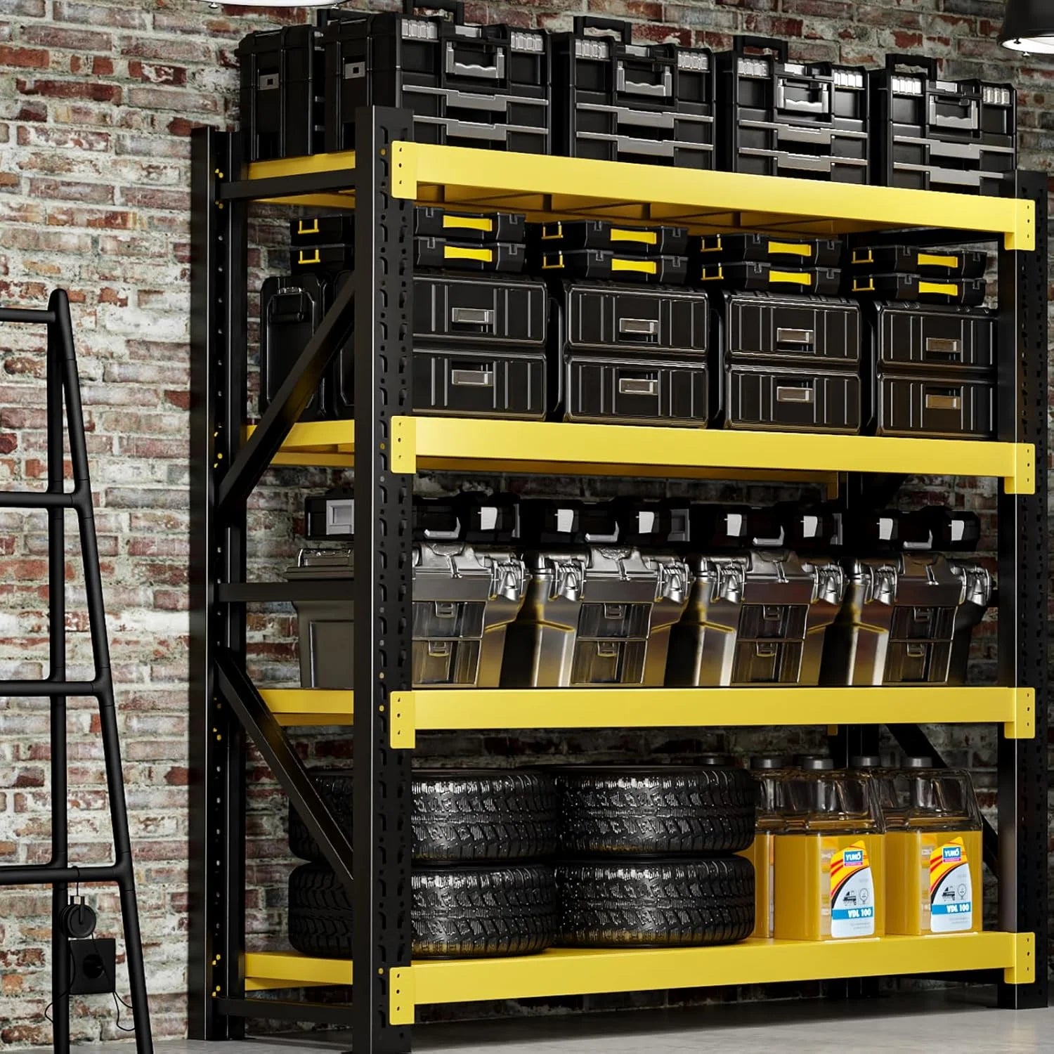3000LBS Heavy-Duty Garage Shelving. 31.5 W Metal Shelves. 4-Tier Adjustable Garage Shelving Units. Storage Racks for Warehouse. Workshop