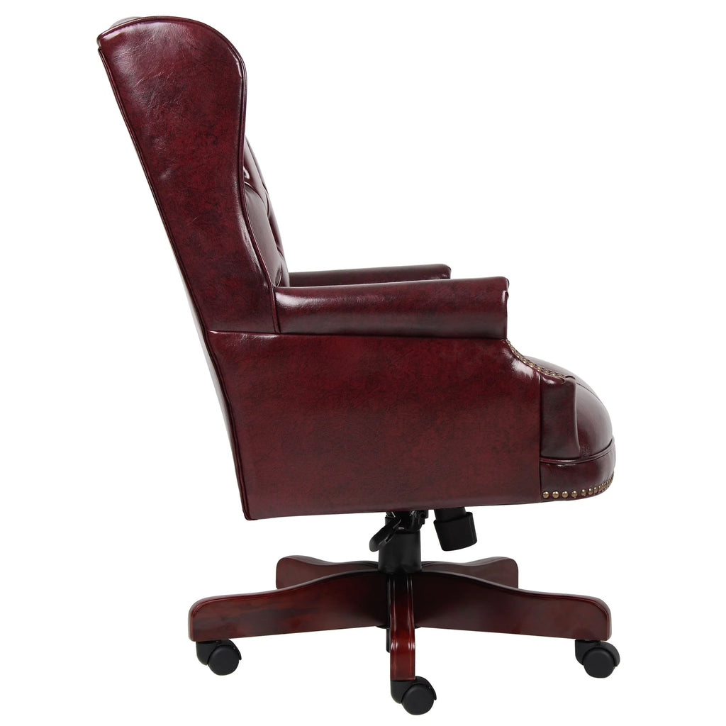 Boss Office Products Traditional High Back Faux Leather Tufted Executive Chair. Oxblood