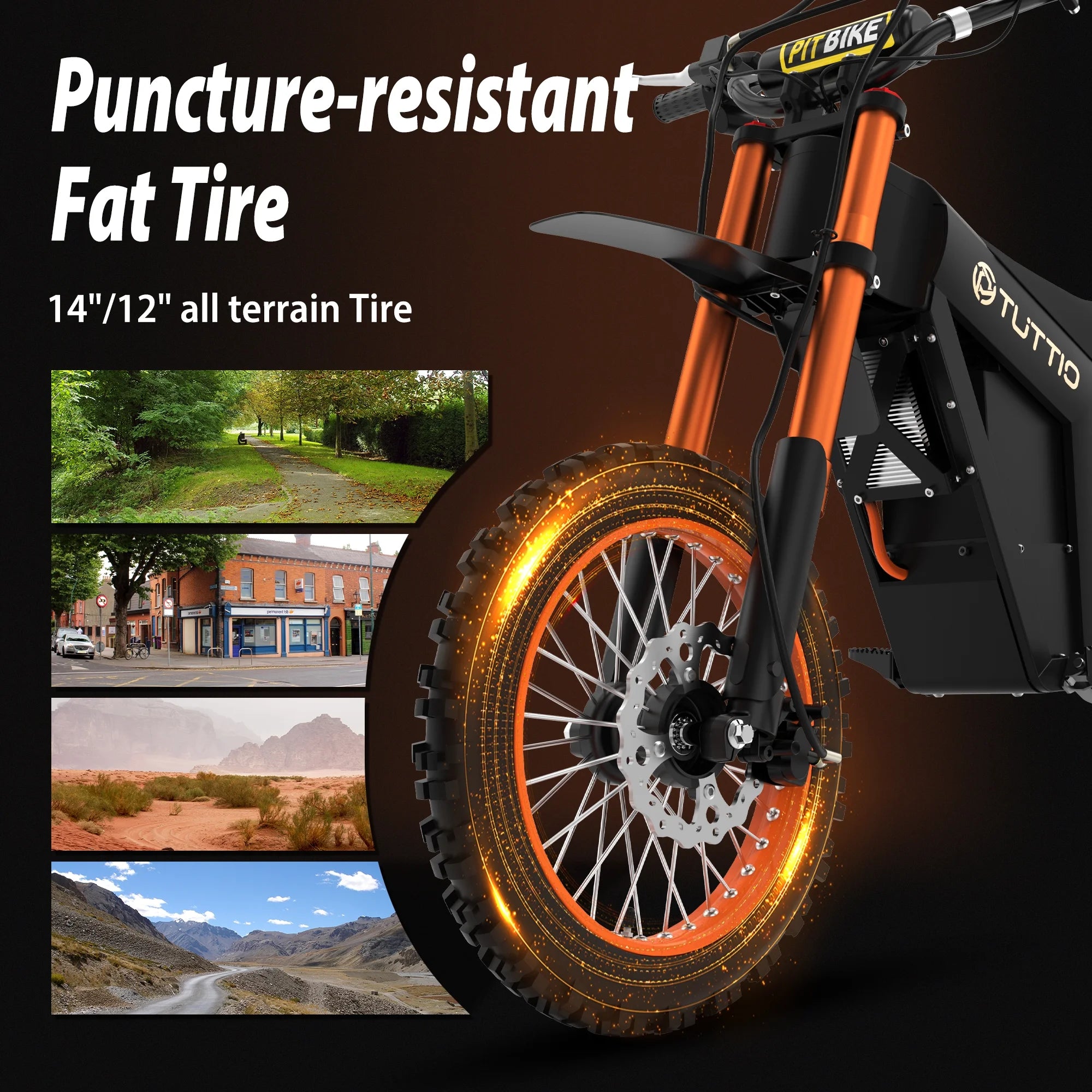 TUTTIO Soleil01 2000W Electric Dirt Bike Adult. 48V 21AH 37MPH. Electric Motorcycle 14&12Tire Off-Road Dirt EBikes Full suspension