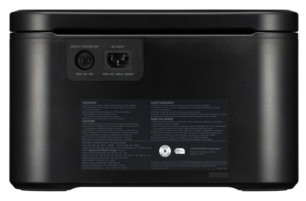 KENWOOD Portable Power Station BN-RK800. 700Wh Backup Lithium Battery. 120V/806W AC Outlets. USB Ports. Automatic Power Supply