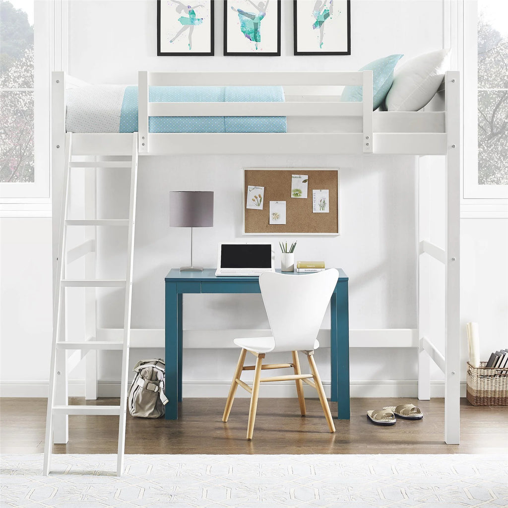 Your Zone Kiarah Twin Loft Bed with Ladder. White