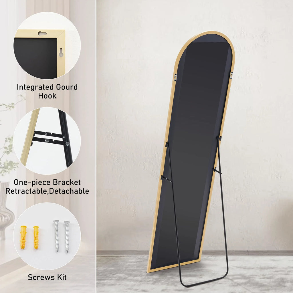 MAYEERTY 57*20in Arched Full Length Mirror Freestanding Body Dressing Mirror. Aluminium Alloy Framed. Arched