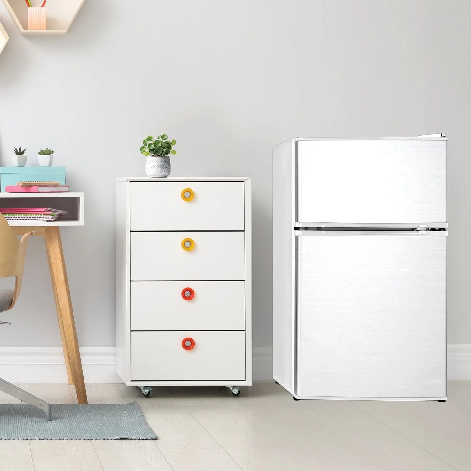 Keystone New Standard 3.1 Cu. ft. 18.5 in W Compact Standard Door Refrigerator/Freezer. White. KSTRC312CW