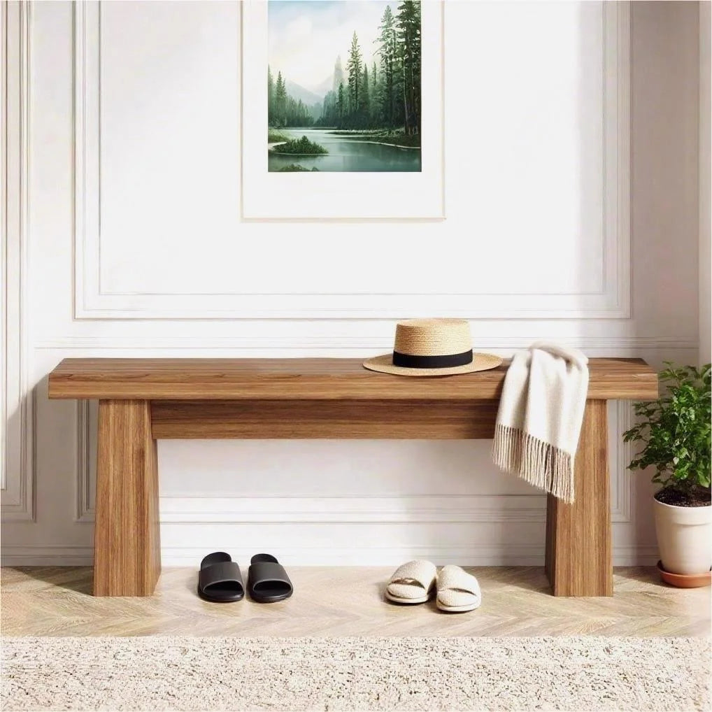 Fnova 48 Wooden Two - Person Backless Entryway Bench with Under - Bench Storage for Outdoor Garden. Living Room. Bedroom. Dining Room. Hallway