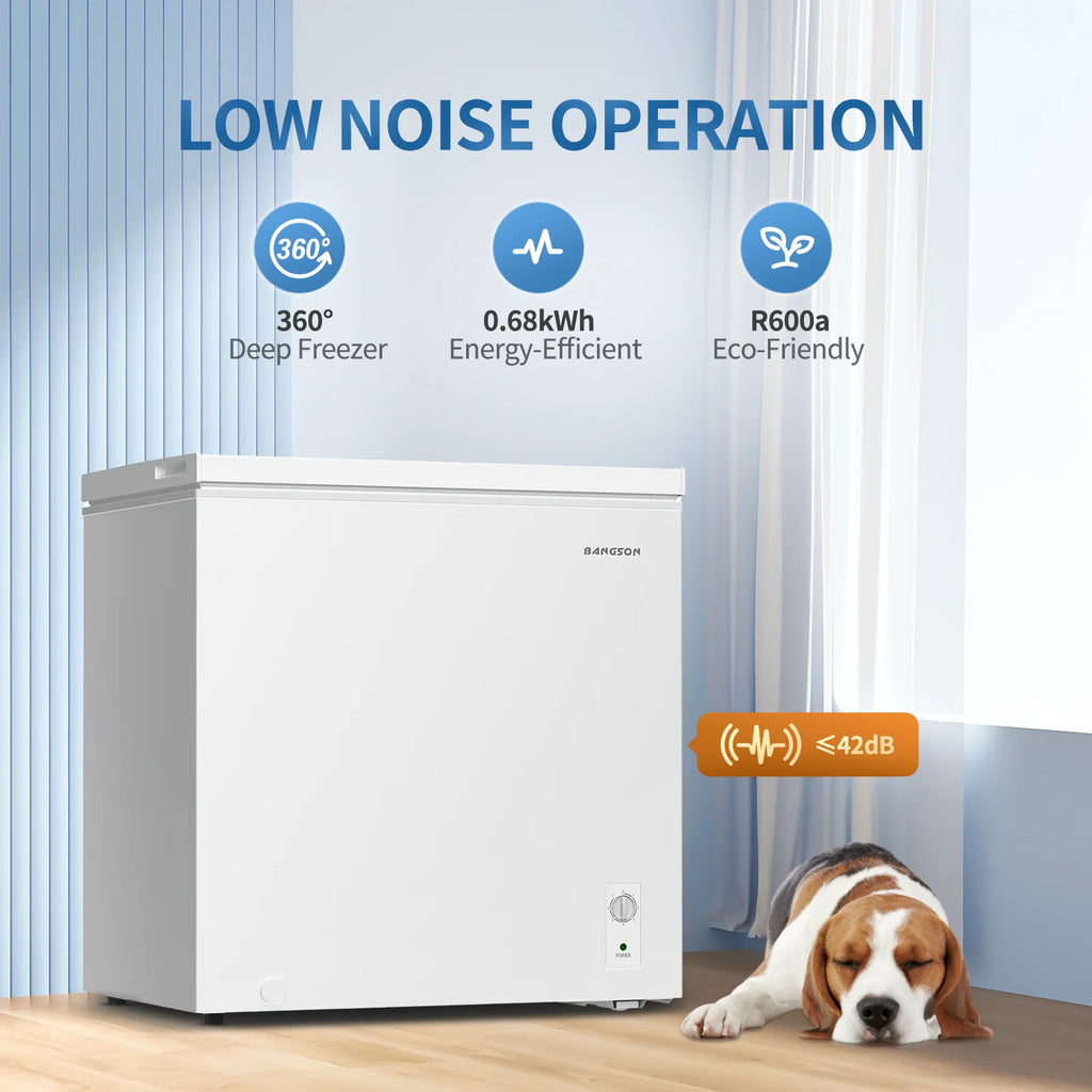 BANGSON 7.0 Cu.Ft Chest Freezer. Deep Freezer with Adjustable Thermostat. Top Open Door Freezer with Removable Basket. Quiet Operation. Ideal for Kitchen/Apartment/Office