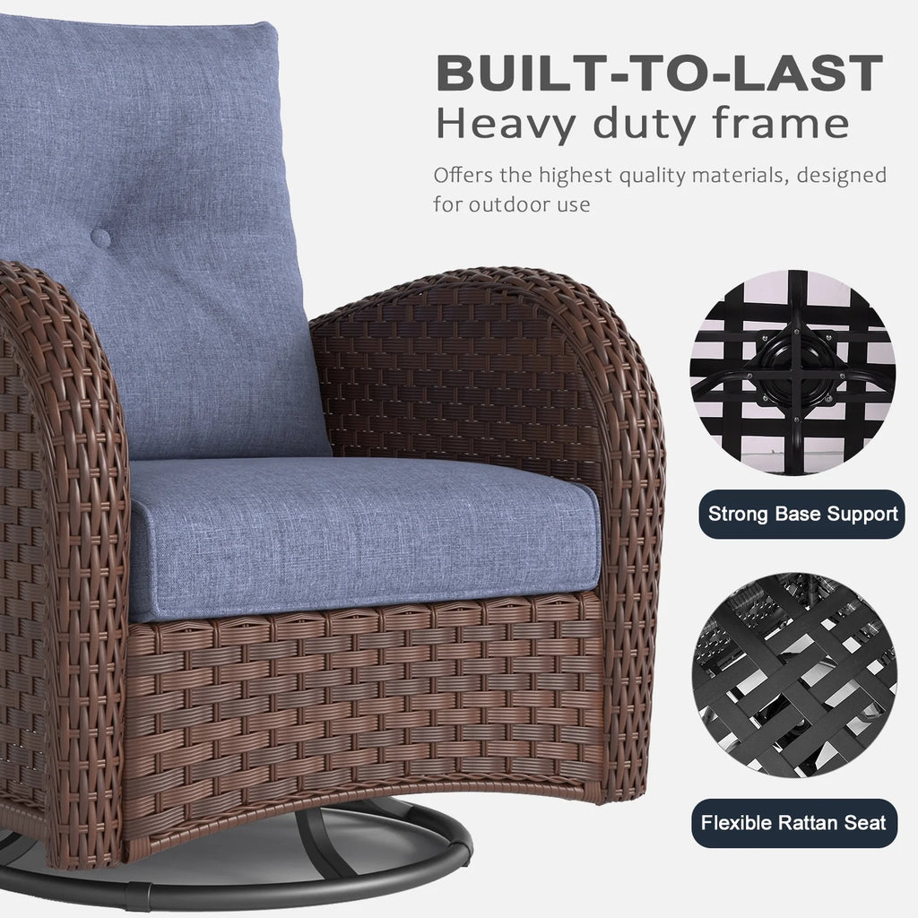 LayinSun 7 Pieces Outdoor Patio Furniture Set with Fire Pit Table. Rattan Wicker Sectional Swivel Rocker Chairs Sets