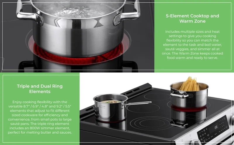 Kenmore 22-96843 5.6 cu. ft. Front-Control 5 Element Electric Range Stove with and Dual Ring Elements. Self-Clean Oven. Precision Set Controls