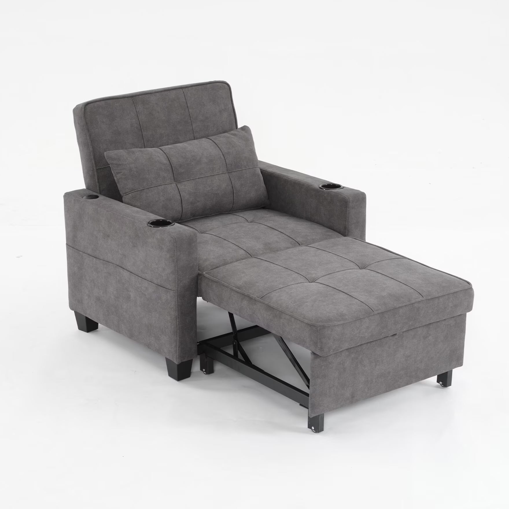 Convertible Futon Sofa Bed. 3-in-1 Multi-Functional Sleeper Chair Bed with USB Ports. Adjustable Backrest Recliner.for Living Room Bedroom Small Space. Tech Cloth. Dark Grey
