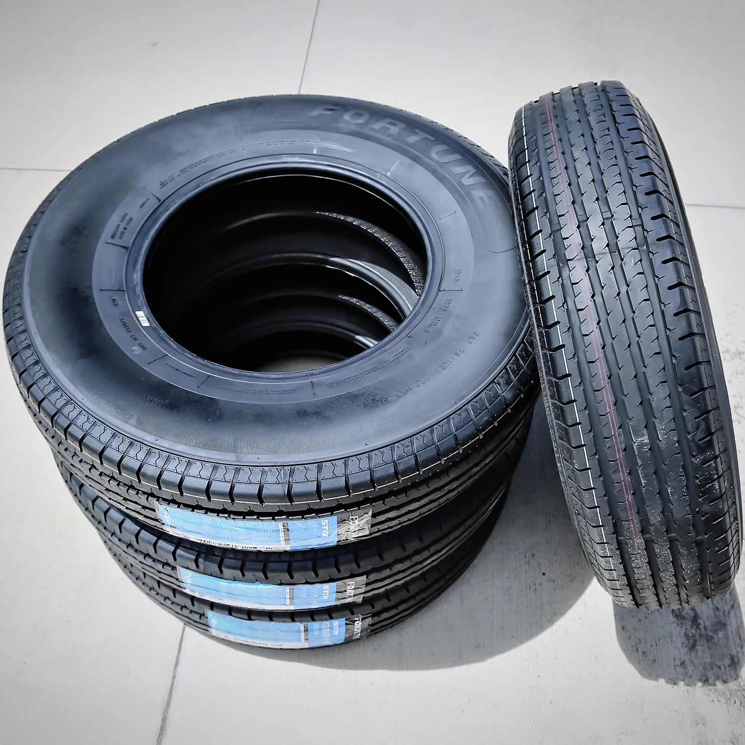 Set of 4 Fortune ST01 Steel Belted ST205/75R15 205/75R15 107/102M D 8 Ply Trailer Tires