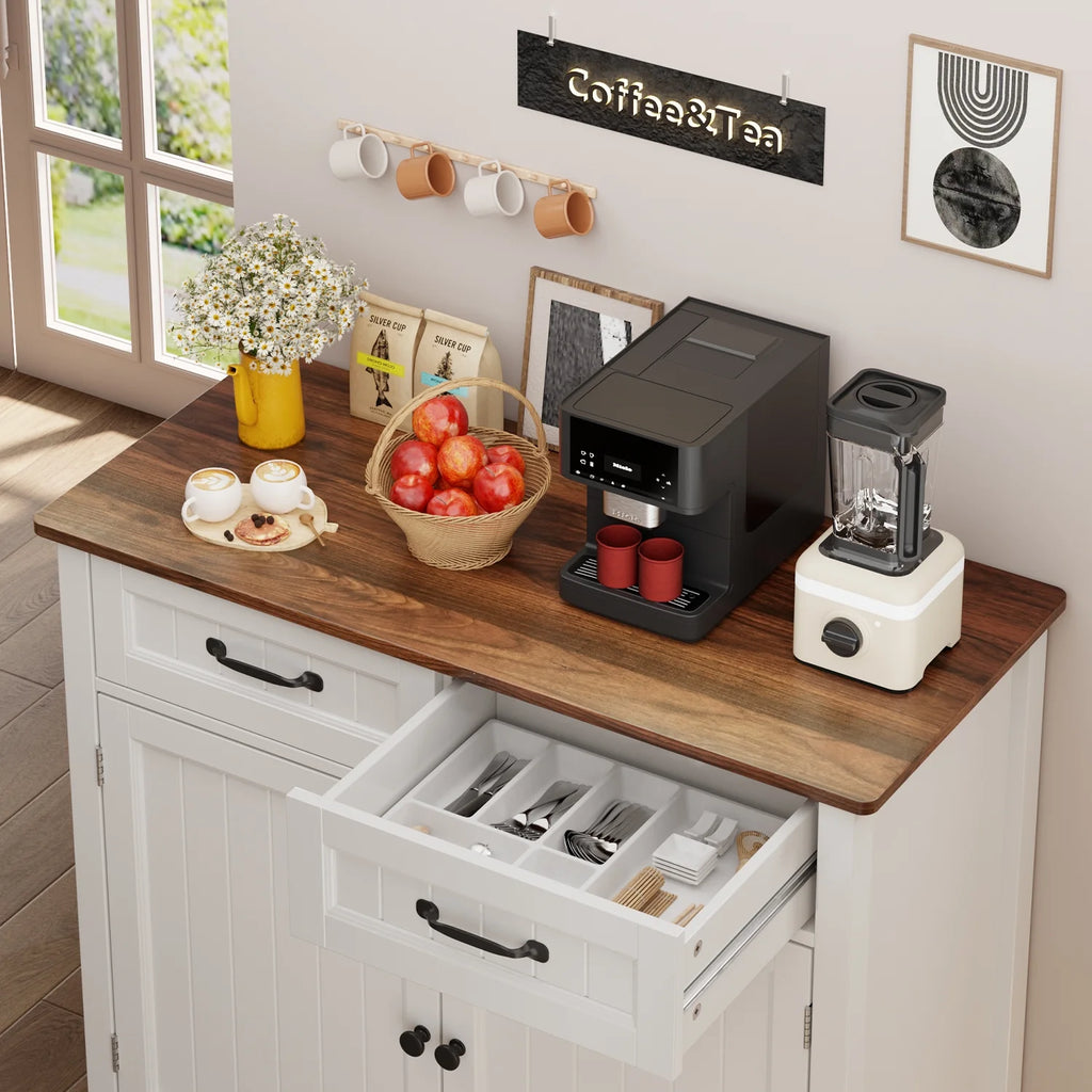 Coffee Bar. Lofka 42 Kitchen Storage Cabinet. Sideboard Buffet Cabinet with 8 Shelves. 1 Drawer